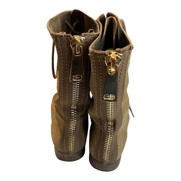 Aldo Women's Brooklyn Lace Up Riding Field Boot Size 8.5 Camel Brown Lace Zip - Picture 4 of 6